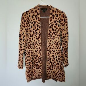 Rachel Zoe Knit Open Cardigan Leopard Small